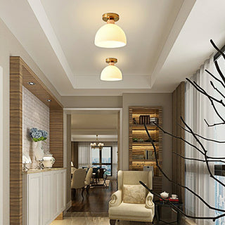 Mini Hallway Ceiling Light - Elegant White Semi-Flush Mount Fixture