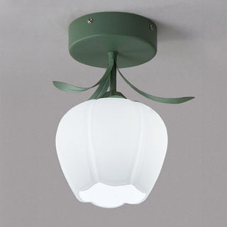 Iron glass mini ceiling lamp, creative flower shape design