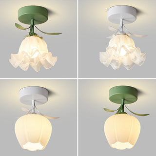 Lámpara de Techo con Forma de Flor - Mini Lámpara de Techo Creativa con Diseño de Hierro y Cristal