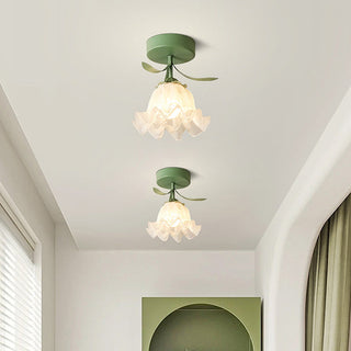 Flower shaped ceiling light, creative mini iron glass lamp