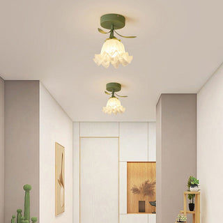 Mini creative iron glass ceiling lamp, flower shape design