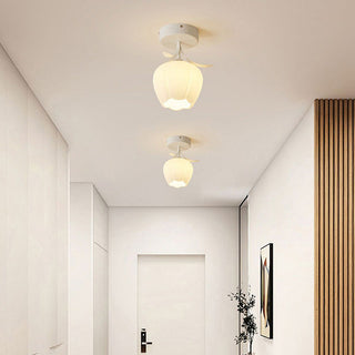 Mini flower ceiling lamp close-up, iron glass creative fixture