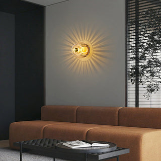 Clear contemporary mini ceiling lamp brass glass – dining