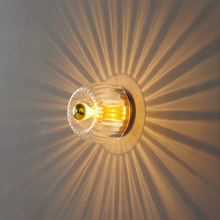 Mini brass glass dining ceiling light – clear contemporary