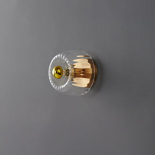 Mini Clear Ceiling Light - Contemporary Brass and Glass Fixture for Dining Room