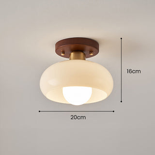 Plafonnier Vintage pour Couloir - Plafonnier en Verre Français Avec Cadre en Bois Blanc