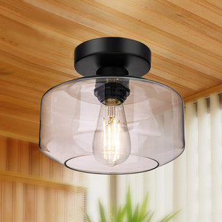 Clear Nordic glass ceiling lamp – flush mount silver close-up