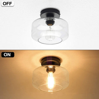 Clear Glass Ceiling Light - Nordic Flush Mount Light With Silver Black Finish