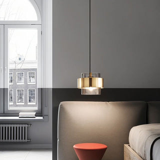 Classic glass pendant lamp with iron fixture for dining room