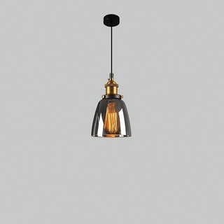 Modern clear glass pendant over nightstand — Nordic style