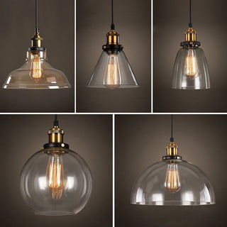 Suspension nordique – Lampe à suspendre réglable en verre transparent avec cadre en fer pour chevet