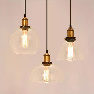 Suspension nordique – Lampe à suspendre réglable en verre transparent avec cadre en fer pour chevet