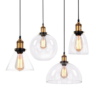 Suspension nordique – Lampe à suspendre réglable en verre transparent avec cadre en fer pour chevet