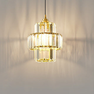 Gold glass pendant from below — luxury elegant dining fixture