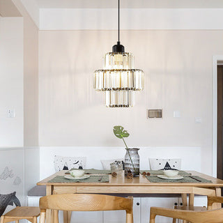 Elegant gold pendant from above — luxury glass dining ceiling lamp