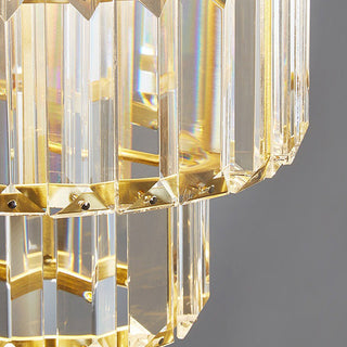 Gold glass pendant lamp detail — luxury elegant dining ceiling