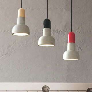 Concrete pendant top view — modern loft wood accent fixture