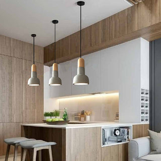 Suspension en béton - Lampe suspendue moderne de style loft avec accent en bois