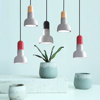 Suspension en béton - Lampe suspendue moderne de style loft avec accent en bois