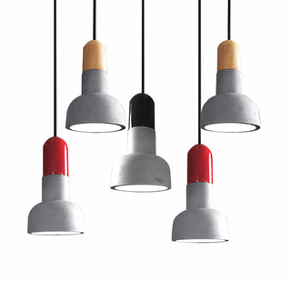 Suspension en béton - Lampe suspendue moderne de style loft avec accent en bois