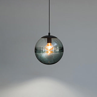 Nordic stained glass pendant side angle — blue ball ceiling lamp