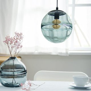 Nordic blue glass ball pendant — stained modern ceiling lamp
