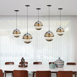 Blue stained glass pendant side view — Nordic modern fixture