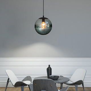 Nordic blue glass ball pendant in interior — stained modern lamp