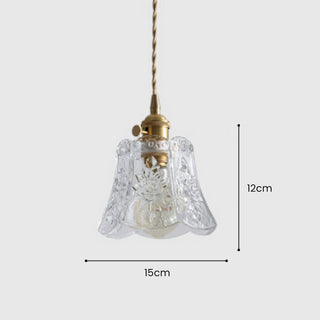 Suspension vintage – Mini-suspension en verre avec abat-jour en verre transparent et longueur de suspension réglable