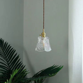 Vintage glass pendant top view — mini clear adjustable ceiling