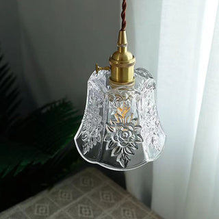 Vintage mini glass pendant with clear shade and adjustable hanging