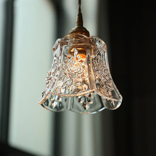 Suspension vintage – Mini-suspension en verre avec abat-jour en verre transparent et longueur de suspension réglable