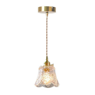 Suspension vintage – Mini-suspension en verre avec abat-jour en verre transparent et longueur de suspension réglable