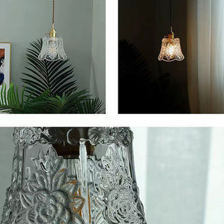 Vintage mini clear glass pendant lamp — adjustable ceiling fixture