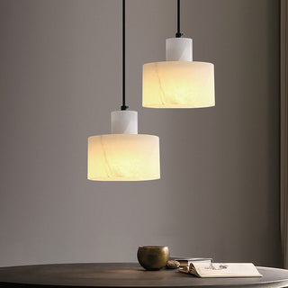 Marble white industrial pendant hanging — adjustable E27 ceiling lamp