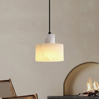 White marble industrial pendant with adjustable hanging E27 bulb