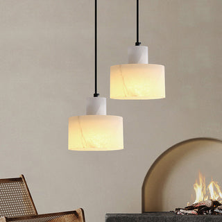 White marble E27 pendant lamp — industrial adjustable ceiling fixture