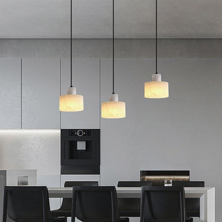 White marble pendant top view — industrial adjustable E27 fixture