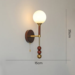 Medieval Wooden Wall Light – Rustic Long Wooden Sconce with Walnut Finish