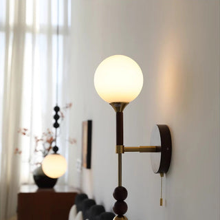 Medieval Wooden Wall Light – Rustic Long Wooden Sconce with Walnut Finish