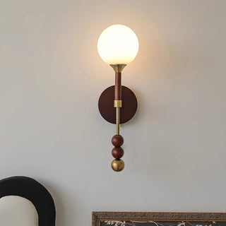 Medieval long rustic wooden wall sconce — walnut finish lamp
