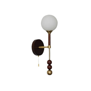 Medieval Wooden Wall Light – Rustic Long Wooden Sconce with Walnut Finish