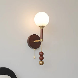 Medieval rustic long wooden wall sconce — walnut finish wall lamp