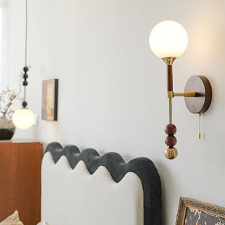 Rustic long walnut wooden wall sconce — medieval wall light