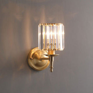 Luxury gold brass crystal small wall sconce — lamp