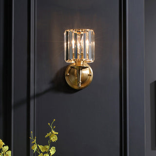 Small clear crystal brass luxury wall sconce — gold finish