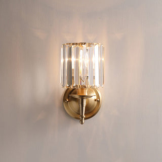 Clear crystal brass small luxury wall sconce detail — gold