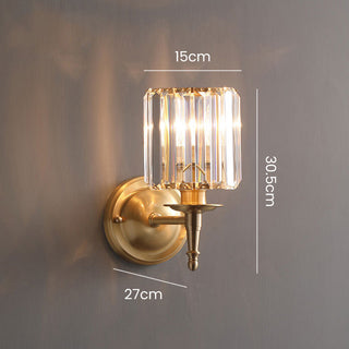 Luxury small brass gold crystal wall sconce close-up