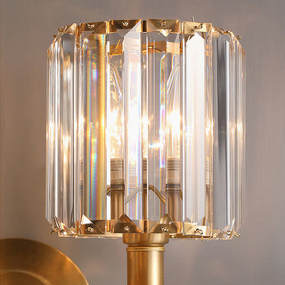 Luxury small clear crystal brass wall lamp gold — sconce