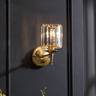 Luxury crystal wall lamp small — clear crystal brass gold sconce
